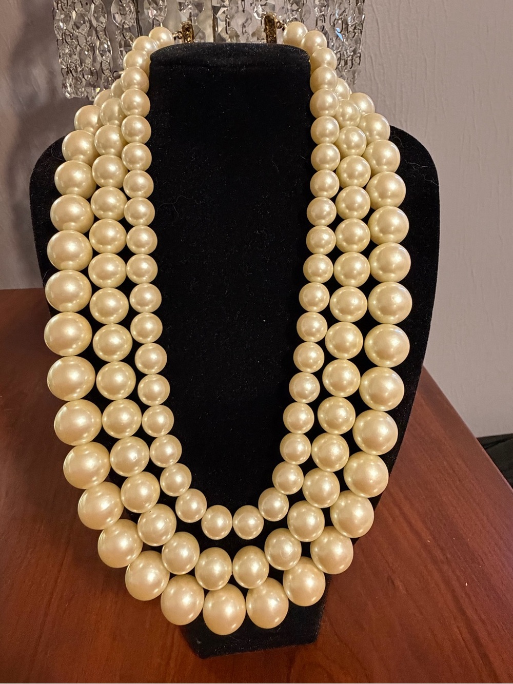 Vintage Givenchy Three Strand Pearl Necklace 1980s Gold 4G Logo Clasp